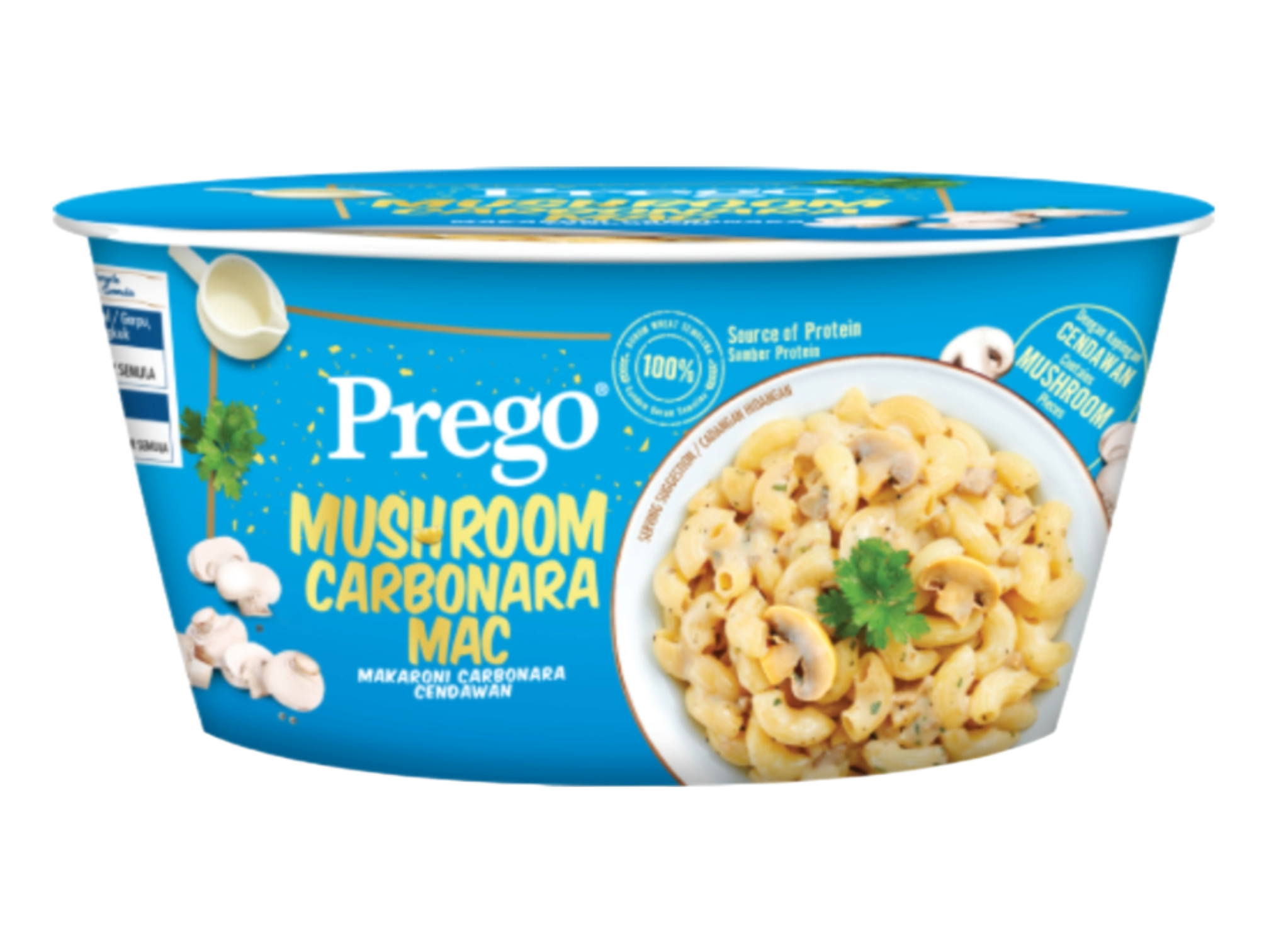 PREGO Mushroom Carbonara Mac Instant Pasta Bowl