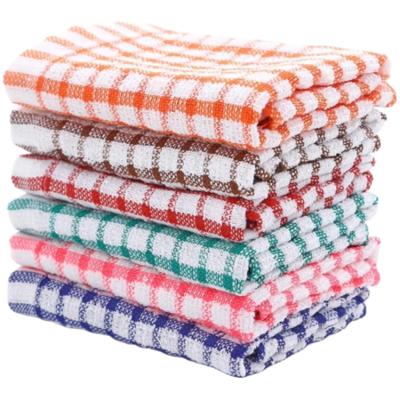 COLOURED Checkered Cotton Kitchen Towel 15" x 10" (632-A)