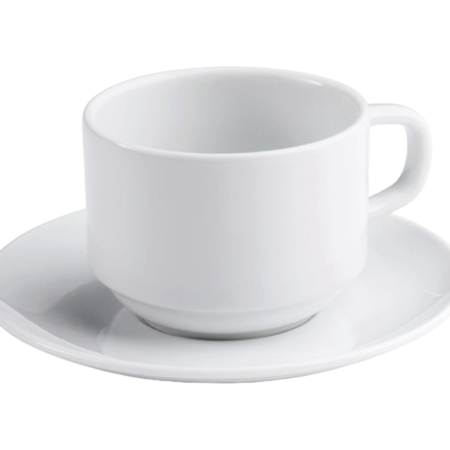 Porcelain Cup & Saucer White (8oz)